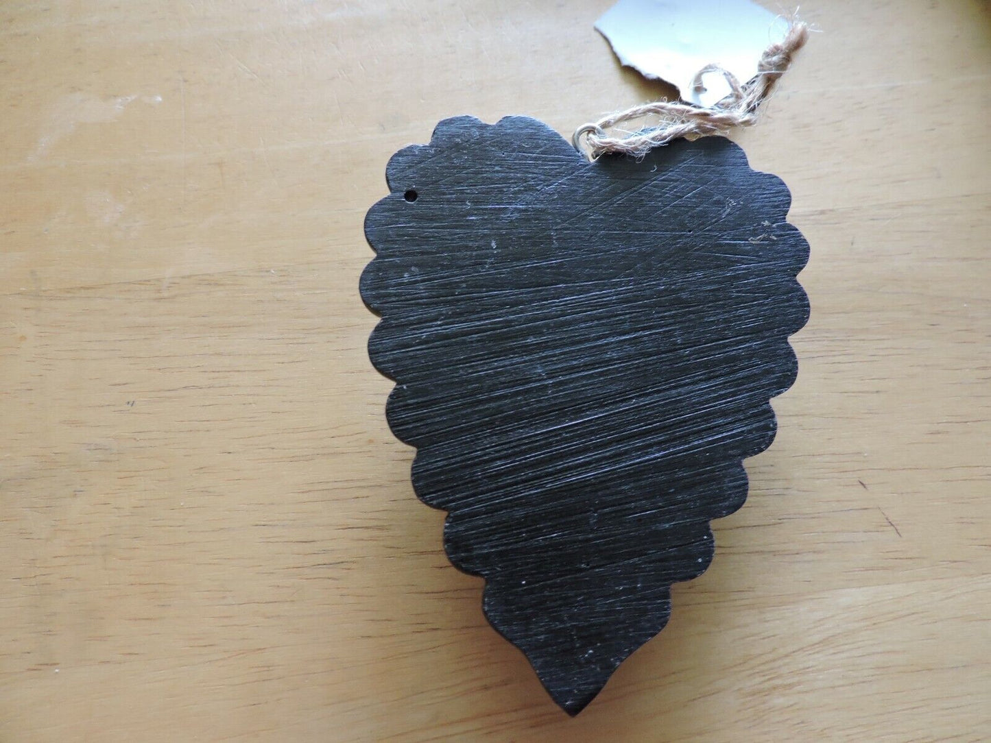 WOOD HEART SHAPE ORNAMENT WITH TURQUOISE HEART SHAPE STONE 4X3 INCHES  2014