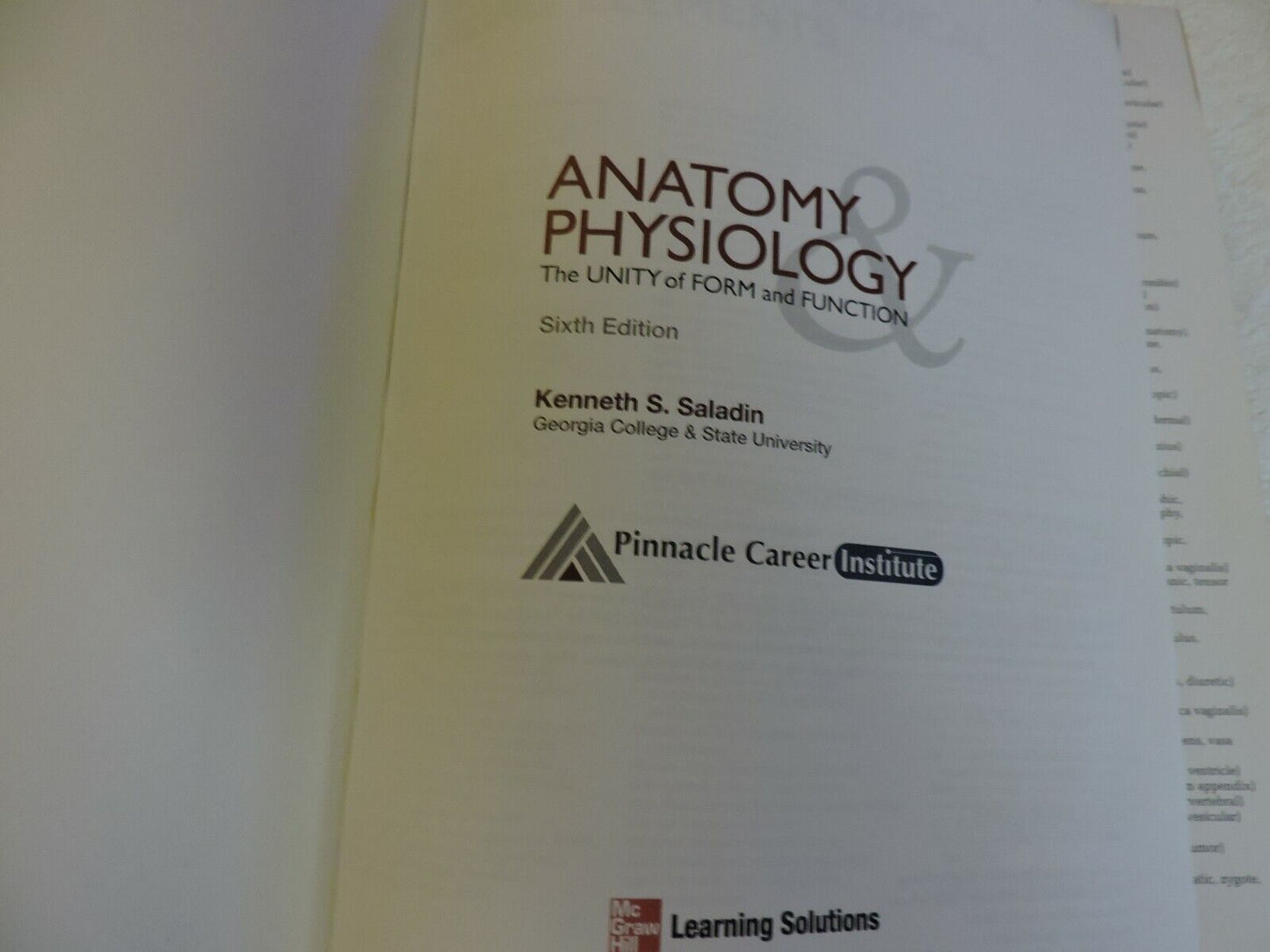 ANATOMY PHYSIOLOGY  THE UNITY OF FORM AND FUNCTION, SALADIN