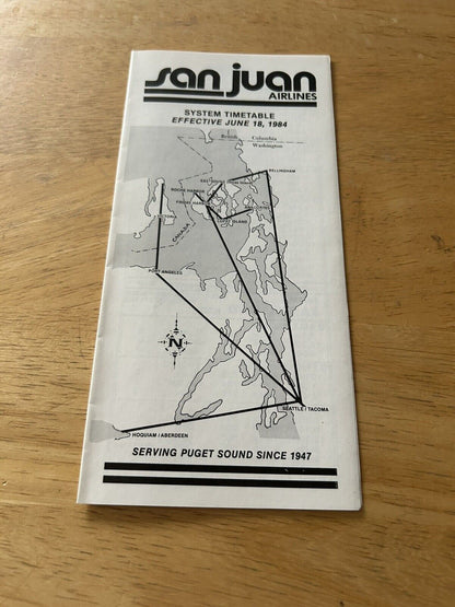 SAN JUAN AIRLINES SYSTEM TIMETABLE JUNE 18,1984