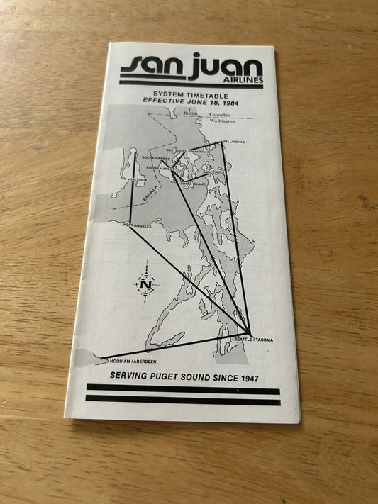 SAN JUAN AIRLINES SYSTEM TIMETABLE JUNE 18,1984