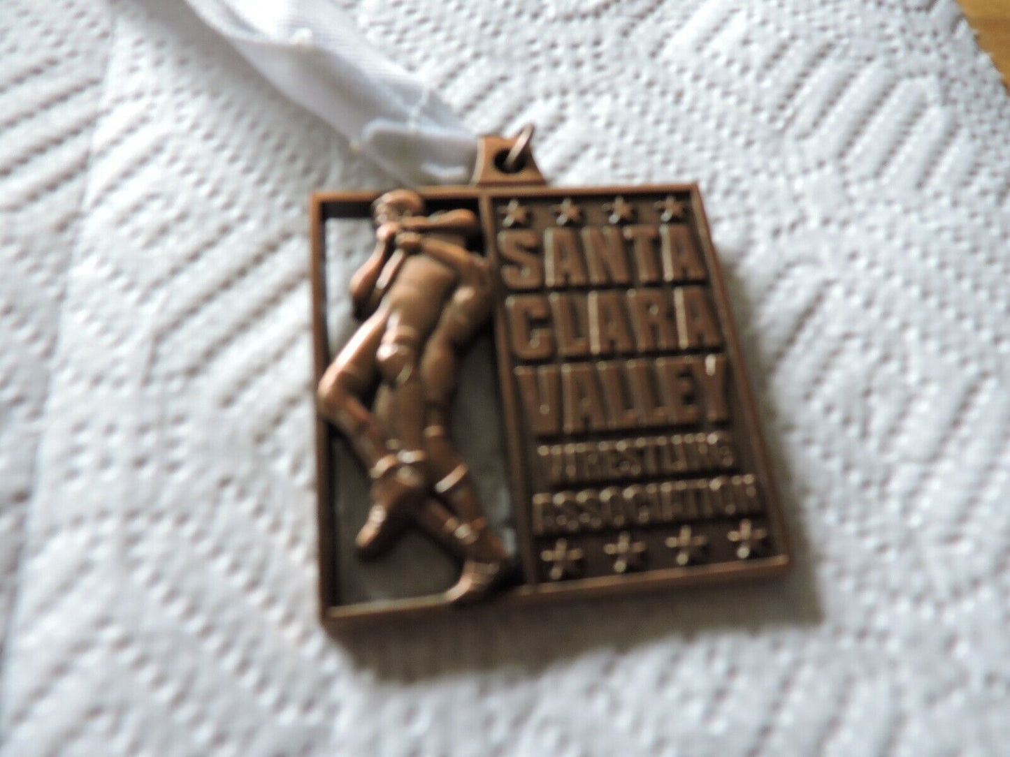 SANTA CLARA VALLEY WESTLING ASSSOCIATION-2 INCH SQUARE WITH WHITE RIBBON