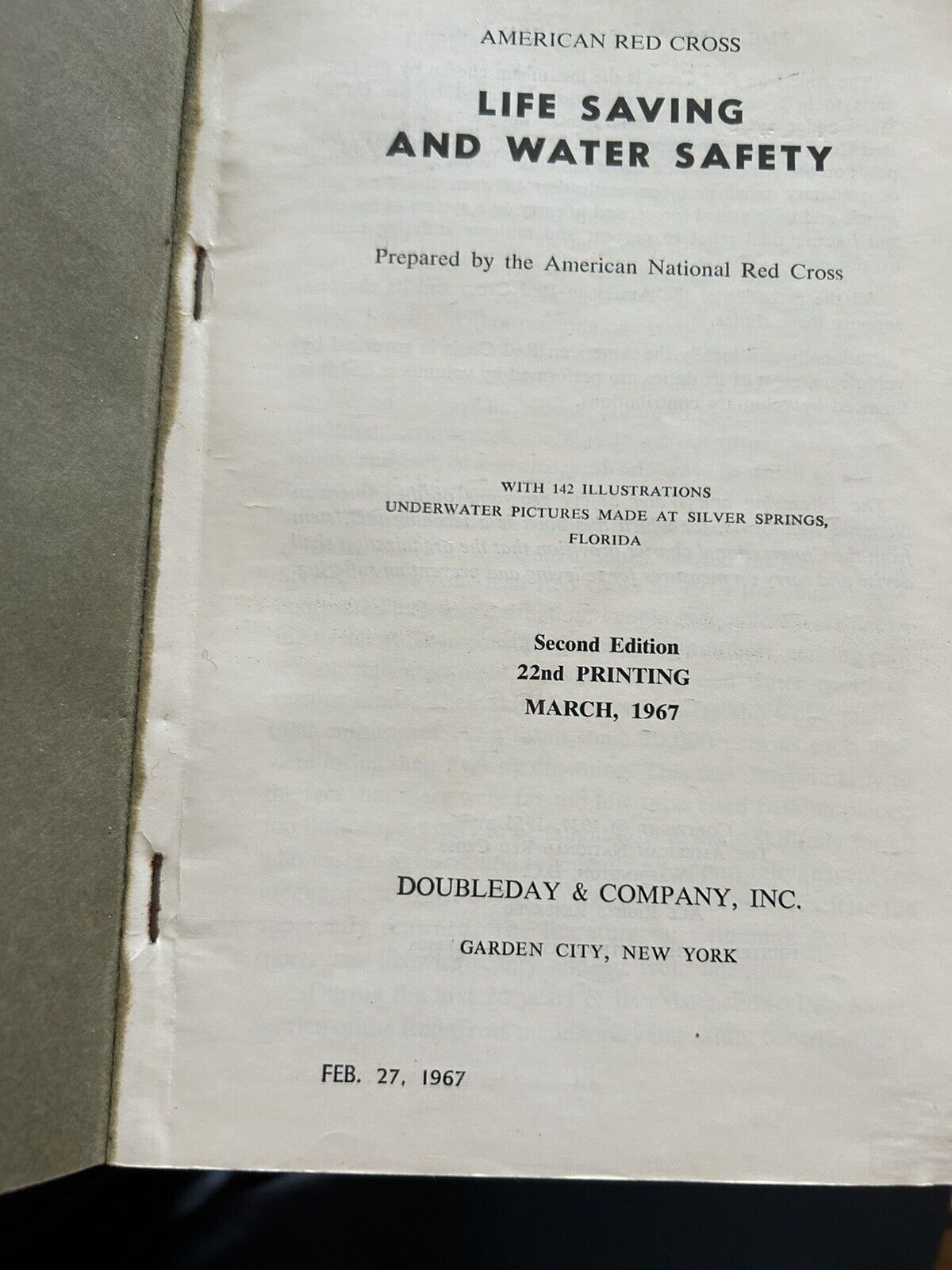 AMERICAN RED CROSS LIFE SAVING & WATER SAFET  1967