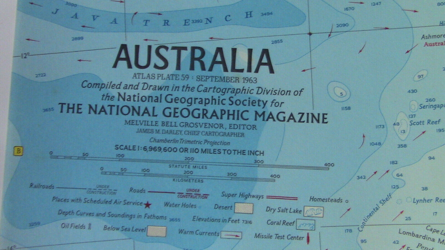 The National Geographic Magazine Map of Australia 1963