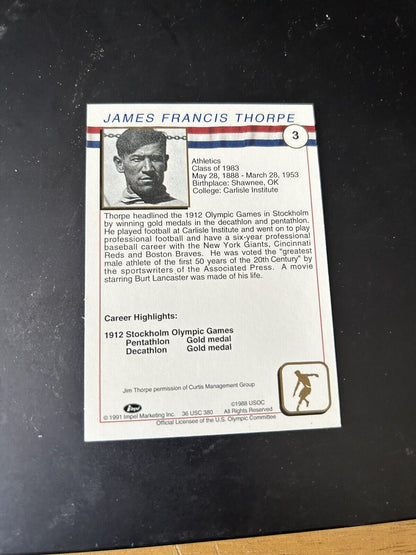 "James Thorpe" 1912 Olympics Gold Medal Winner: Pentathlon & Decathlon Card