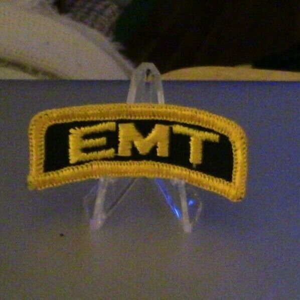 2 1/4" Gold Letters/Black Background Rocker Patch: "EMT"