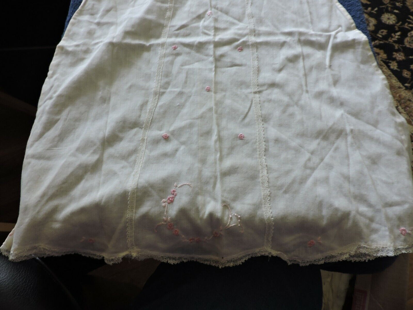 VINTAGE BABY GOWN--HAND MADE WITH EMBROIDERED FLOWERS