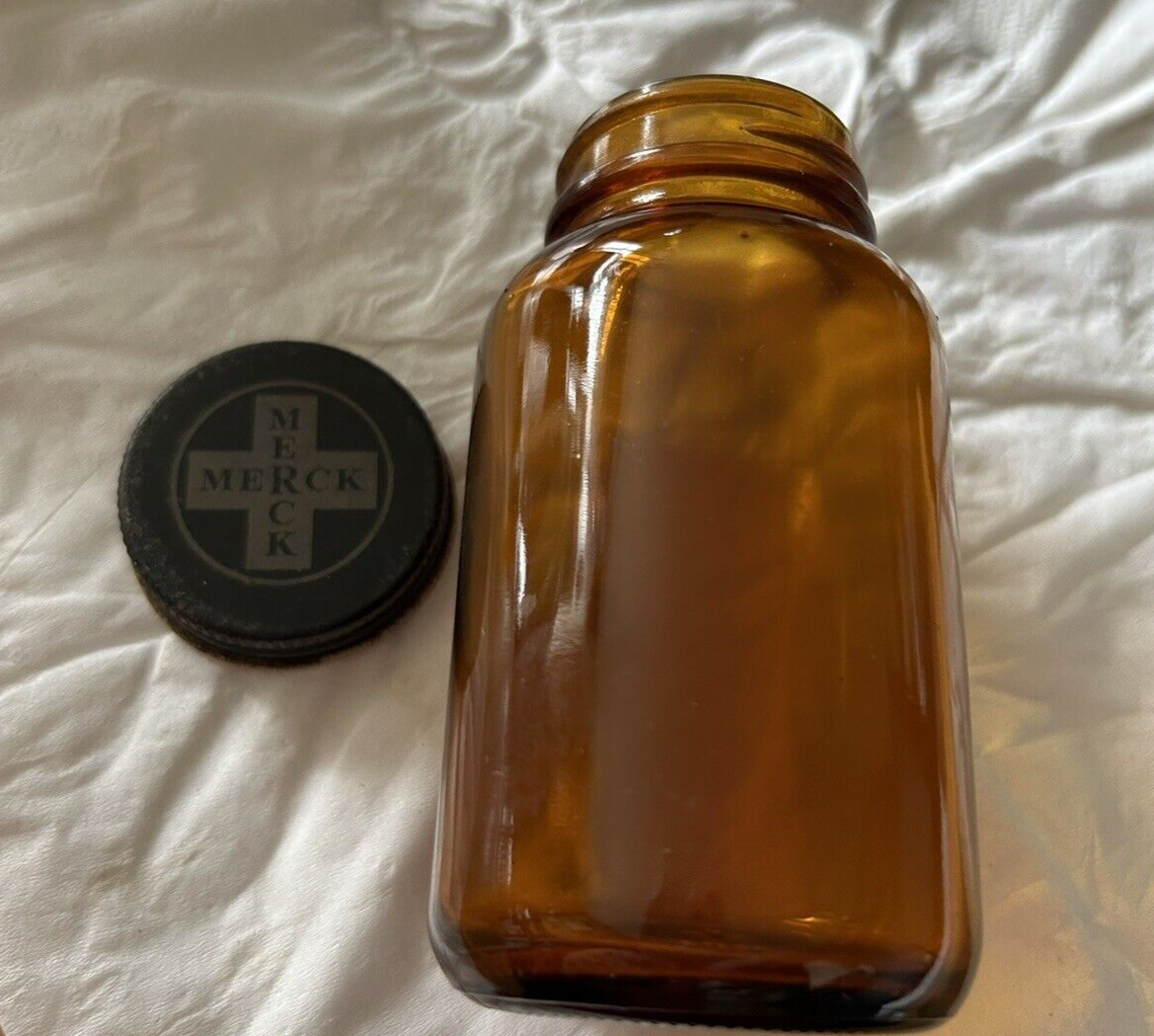 ROUND  BROWN BOTTLE--EMPTY--NO LABEL 3.75 X 2 INCHES