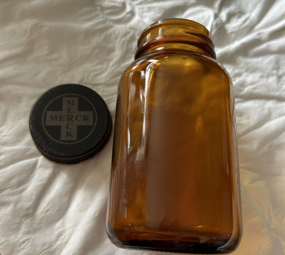 ROUND  BROWN BOTTLE--EMPTY--NO LABEL 3.75 X 2 INCHES