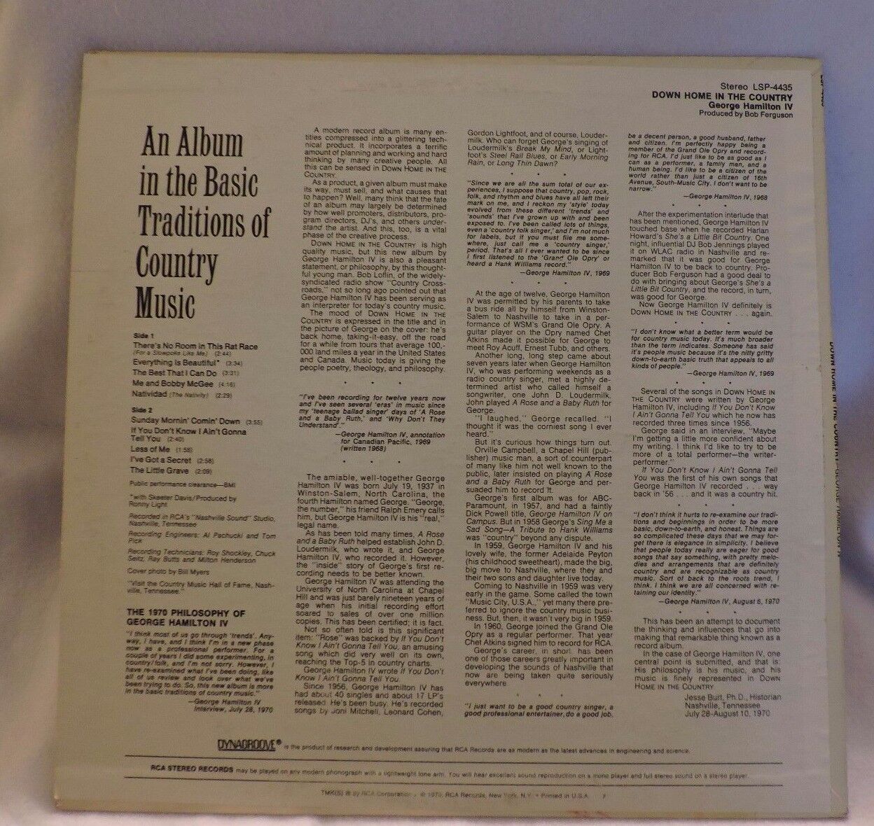 George Hamilton - Down Home in the Country 1970 Record