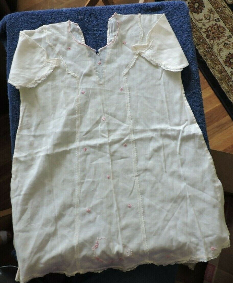 VINTAGE BABY GOWN--HAND MADE WITH EMBROIDERED FLOWERS