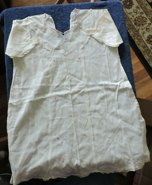 VINTAGE BABY GOWN--HAND MADE WITH EMBROIDERED FLOWERS