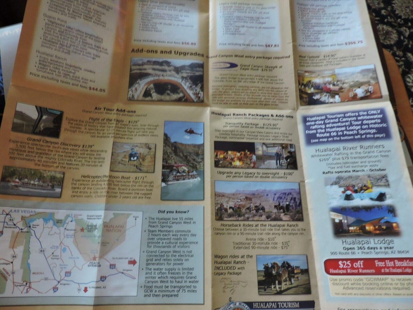 GRAND CANYON WEST-EXPERIENCE THE HUALAPAI LEGACY-guide and map-postcard-and more