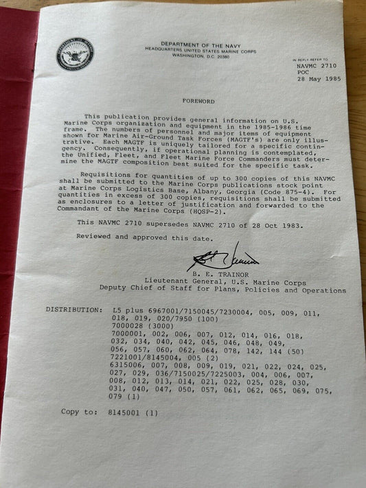 MARINE AIR-GROUND TASK FORCES (MAGTFs) 1985