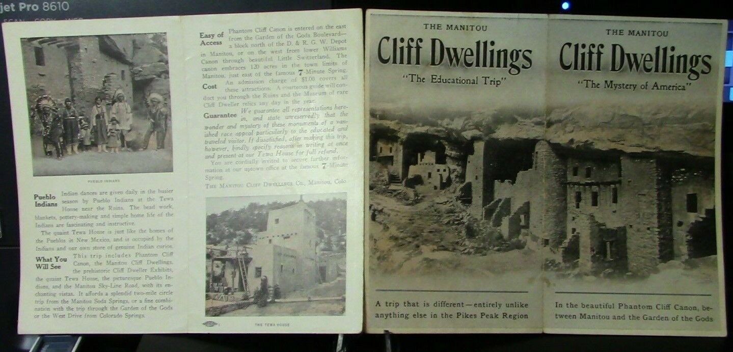 Vintage Manitou Cliff Dwellings Museum Brochure