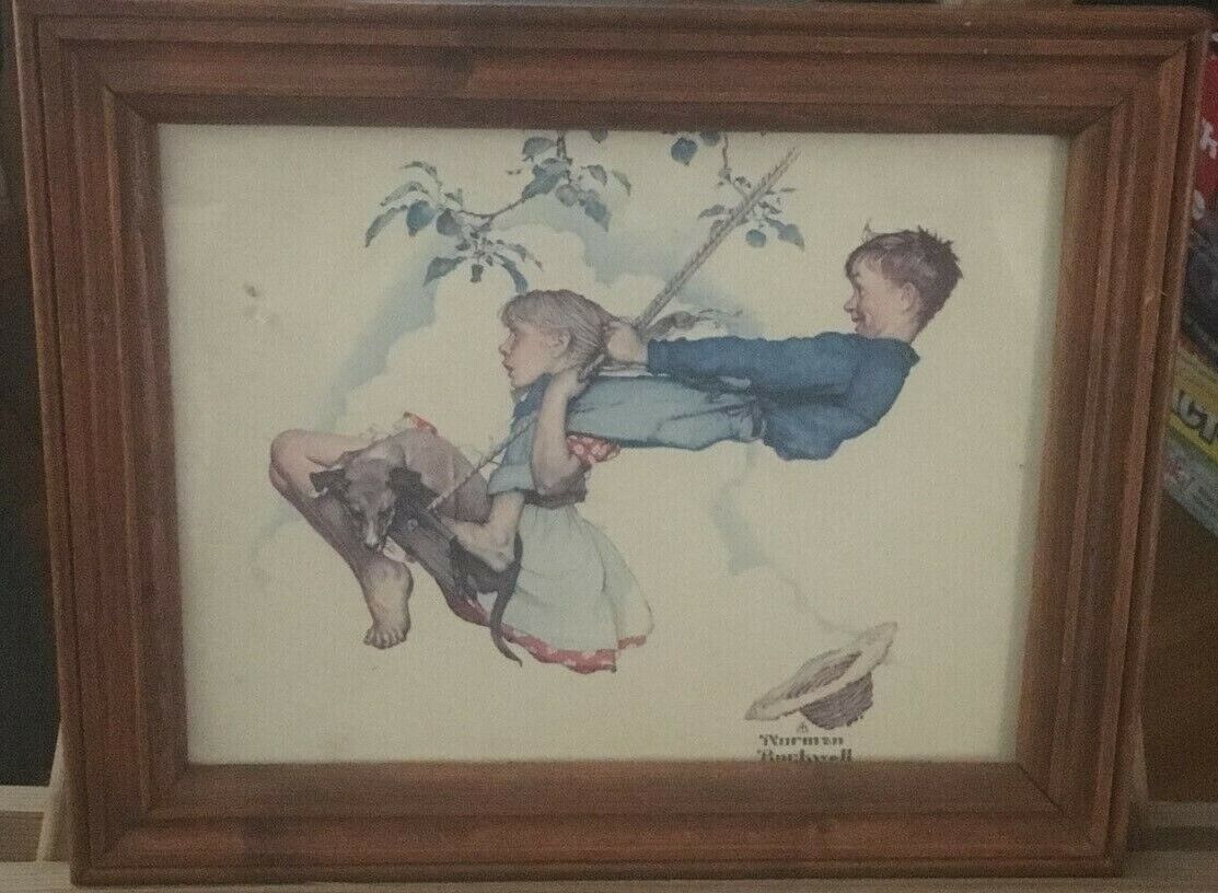 Norman Rockwell Print: Children Swinging
