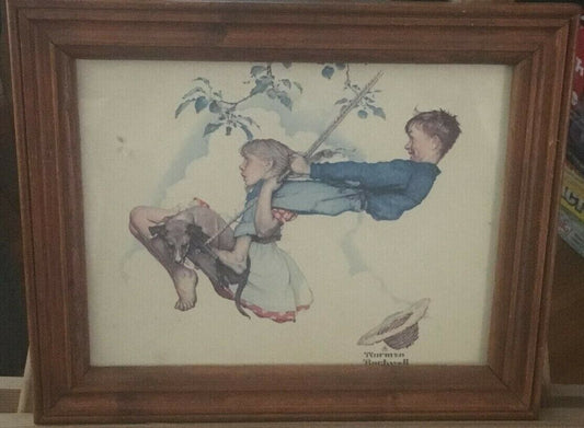 Norman Rockwell Print: Children Swinging