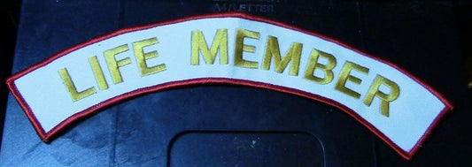 Life Member Vest Patch (Rocker-Gold Letters/Red Outline) 9