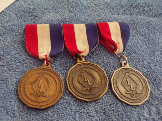 Vintage Set of 3 Interscholastic League Medals. Kansas City, MO.