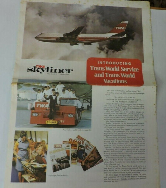 TWA SKYLINE VOL 38 NO 5 MARCH 1975: INTRODUCING TRANS WORLD SERVICE AND TRANS WO