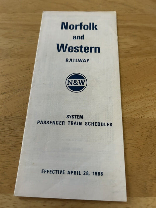RAILROAD TIMETABLE: NORFOLK & WESTERN RAILWAY TIME TABLE APRIL 28, 1968