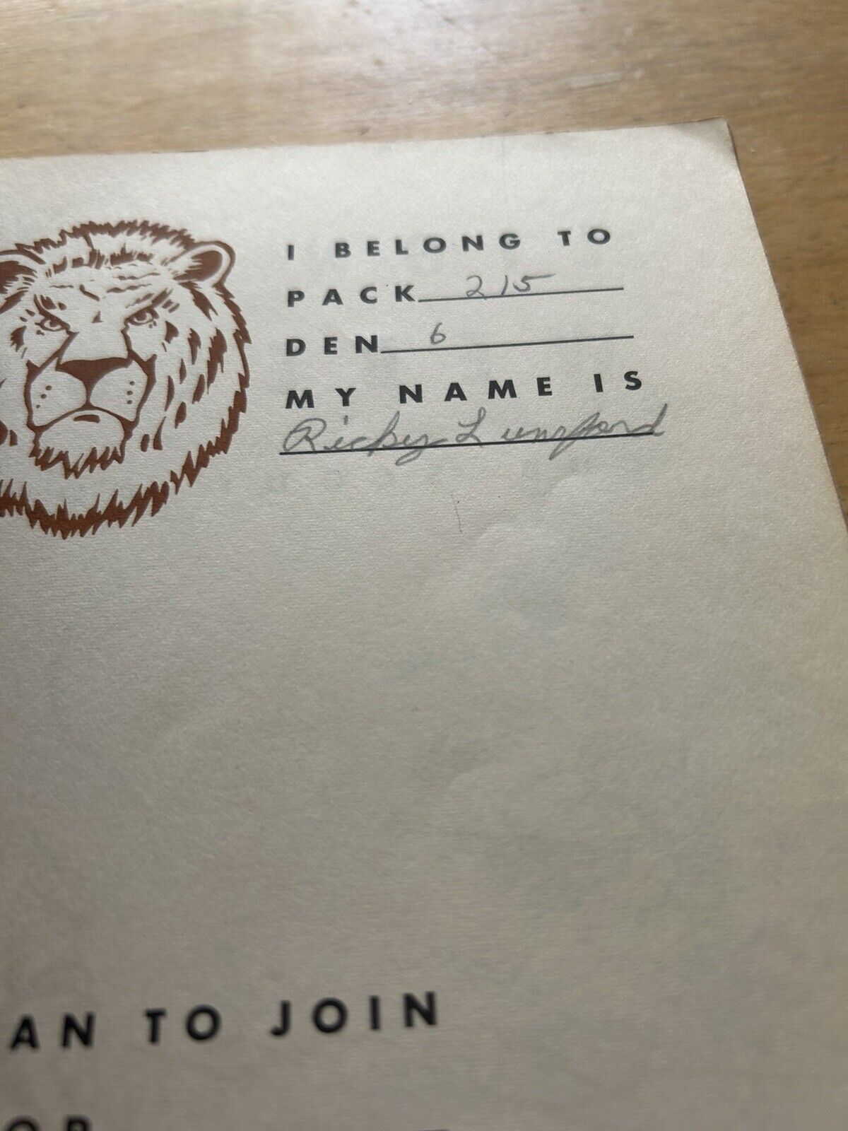 LION-WEBLOS CUB SCOUT BOOK 1954 (previously owned and used)