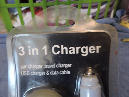3-in-1 Phone Charger Pack (Car/Travel/Data)