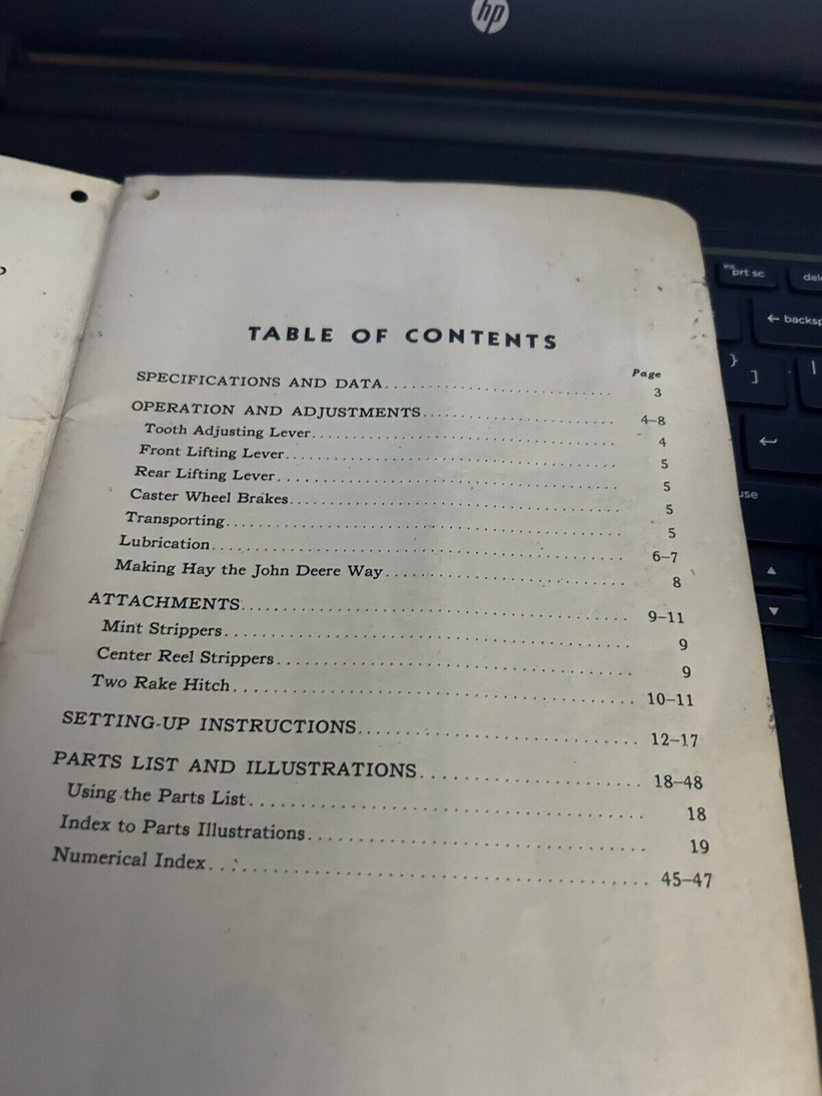 Original John Deere Model 594LW Side Delivery Rake Operator's Manual OM-E15-450