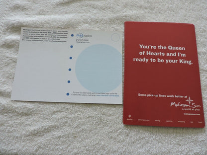 MOHEGAN SUN CASINO POSTCARD YOU'RE THE QUEEN OF HEARTS AND READY TO BE YOUR KING