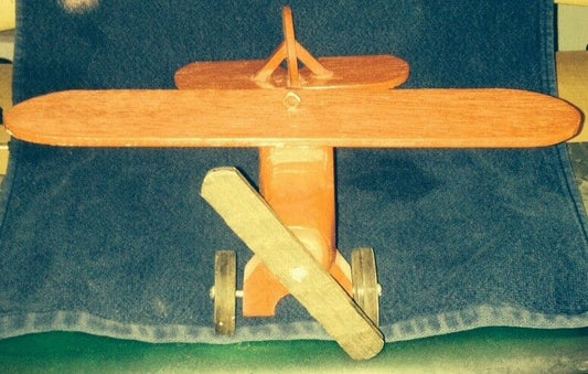 Folk Art/Man Cave: Hand Made Wooden Airplane- with hanging hook