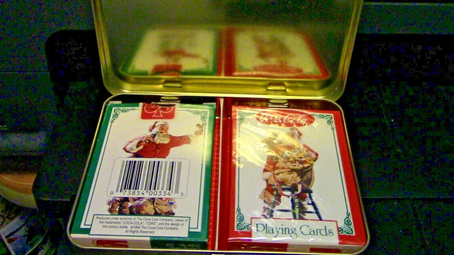 Coke Branded Tin with Two Sets of Coke Branded Playing Cards