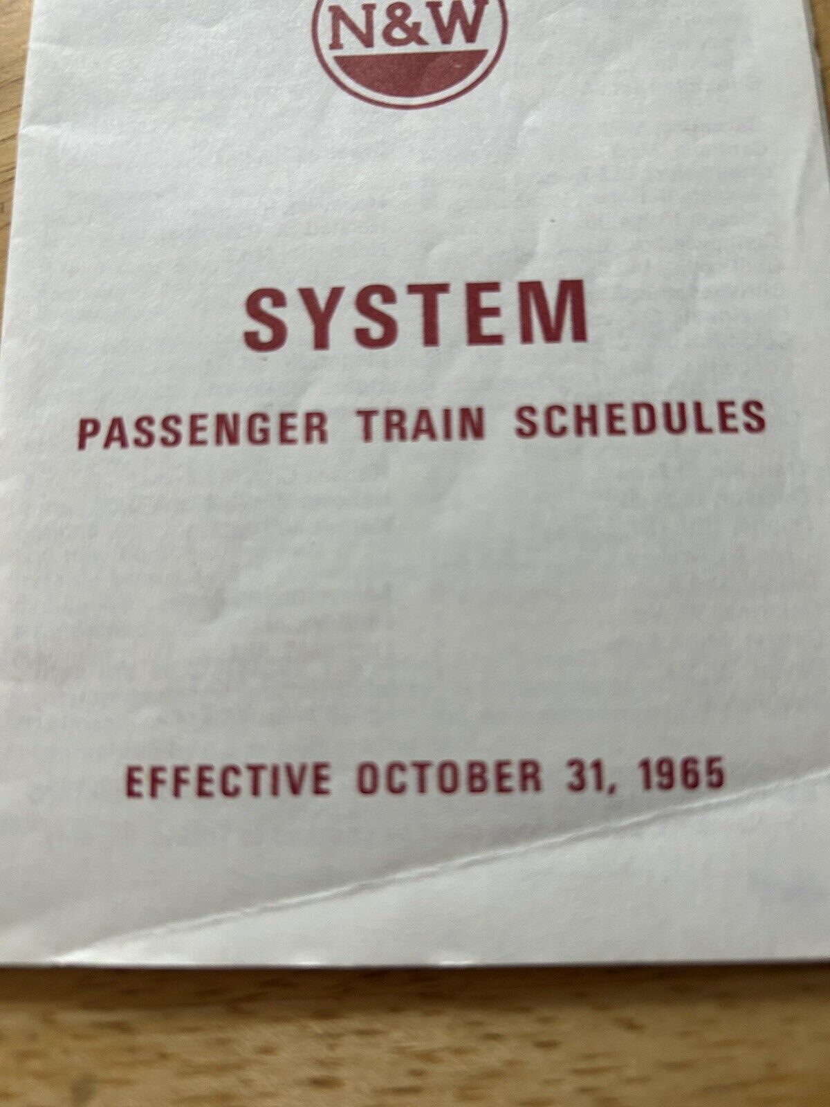NORFOLK AND WESTERN RAILWAY  SYSTEM PASSENGER TRAIN SCHEDULES Eff. Oct. 31, 1965