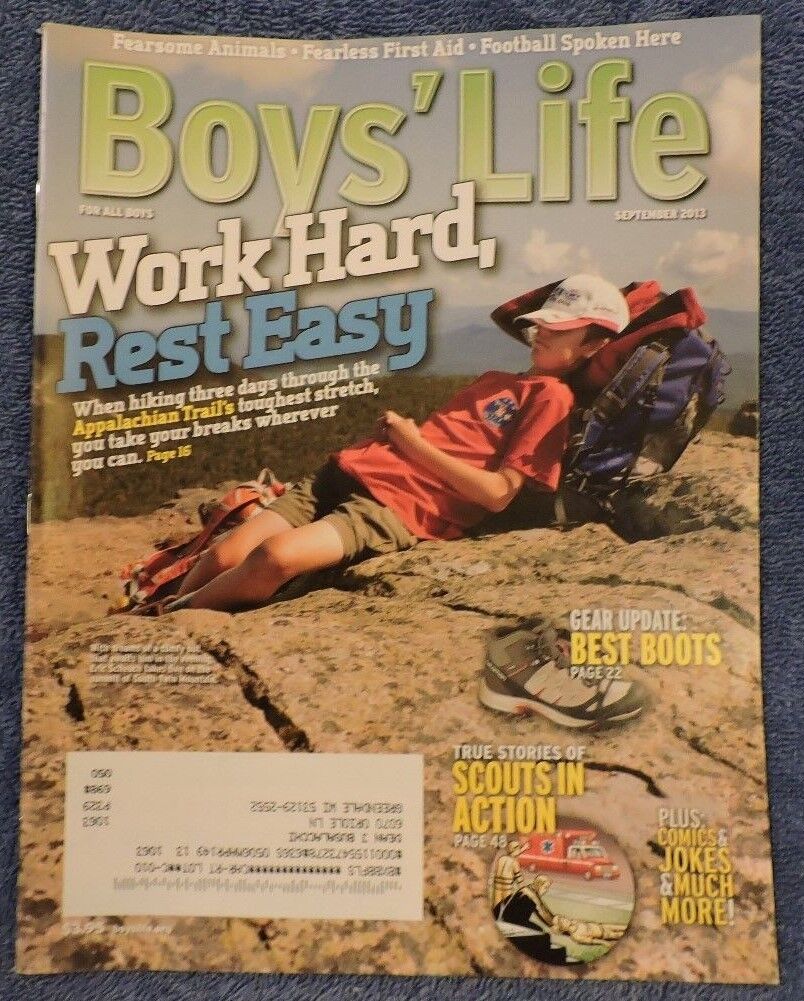 BSA-Boys' Life September 2013 Issue Features Work Hard, Rest Easy