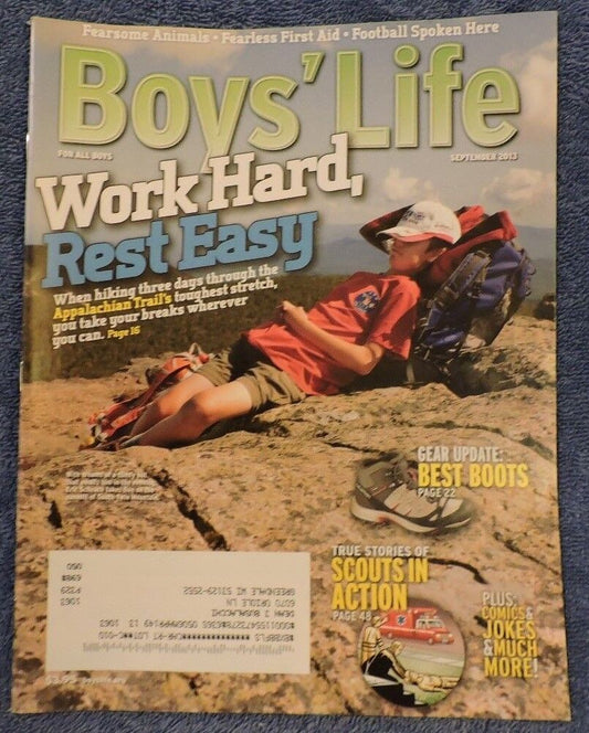BSA-Boys' Life September 2013 Issue Features Work Hard, Rest Easy