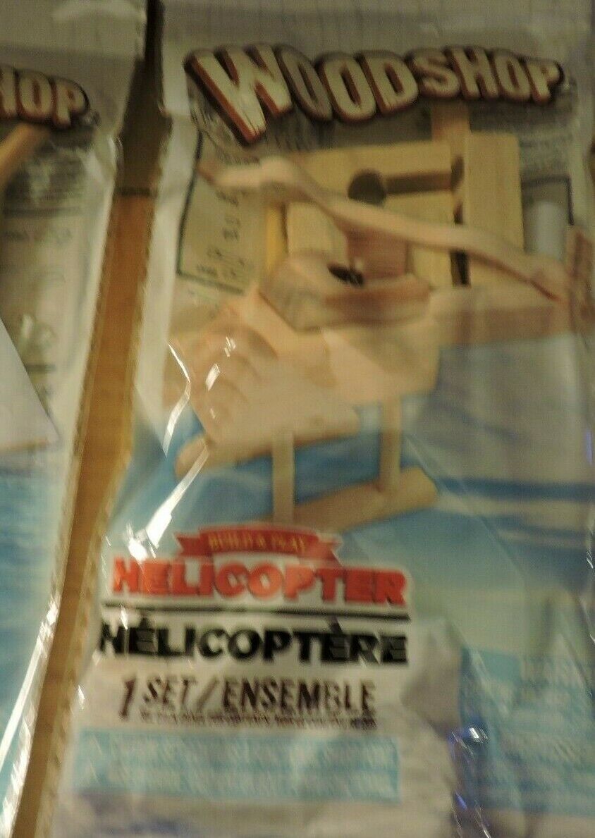 WOODSHOP  SAILBOAT, HELICOPTER, PLANE, RACECAR MODELS SET OF 4: NEW IN PACKAGES