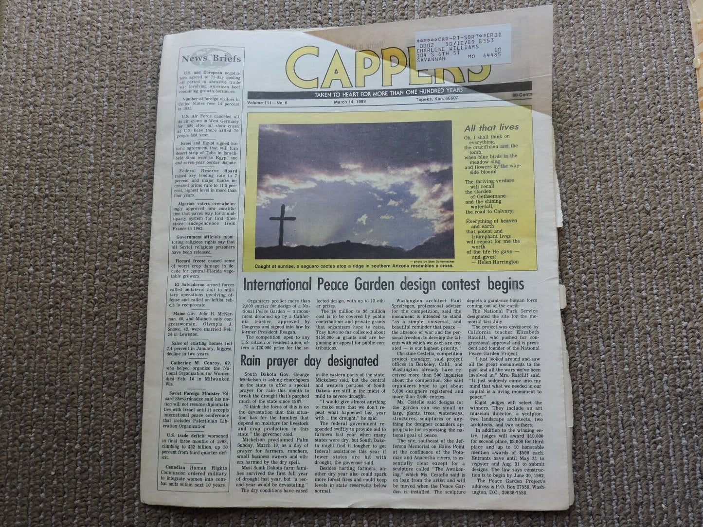 Capper's Newspaper (Topeka, Kansas) - Volume 111, No. 6 (March 14, 1989)