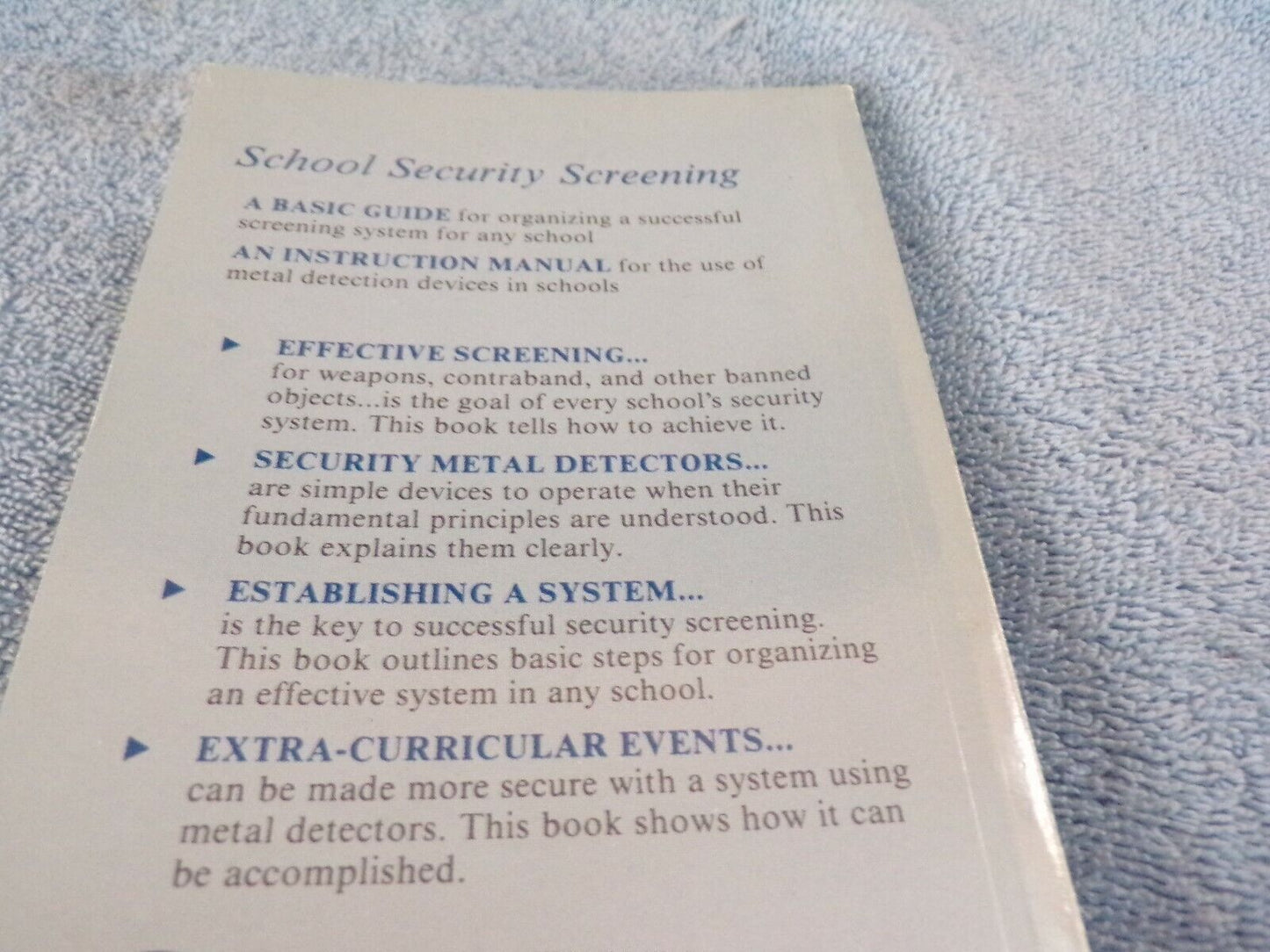 School Security Screening: Basic Planning Handbook by Garrett Metal detectors