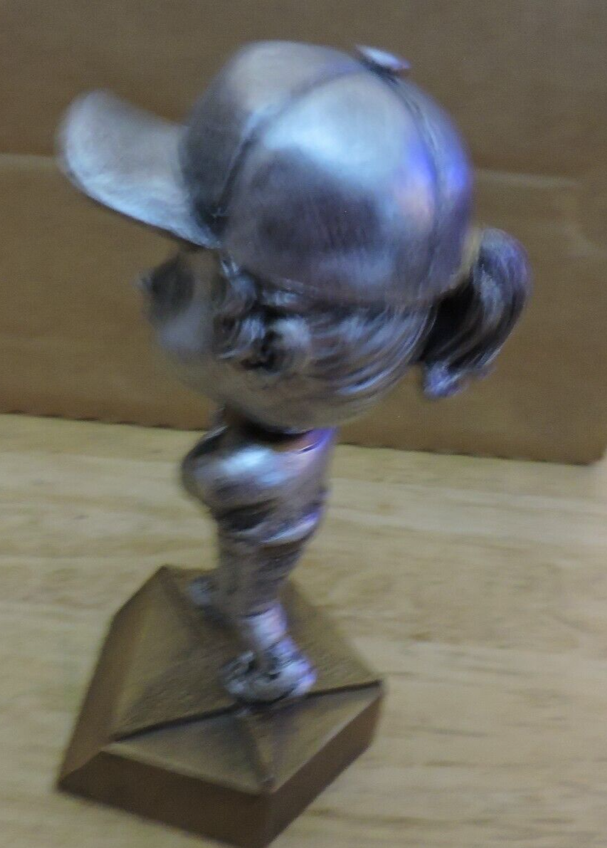 BOBBLE HEAD BASEBALL TROPHY ( GIRL) READY FOR NEW NAME PLATE