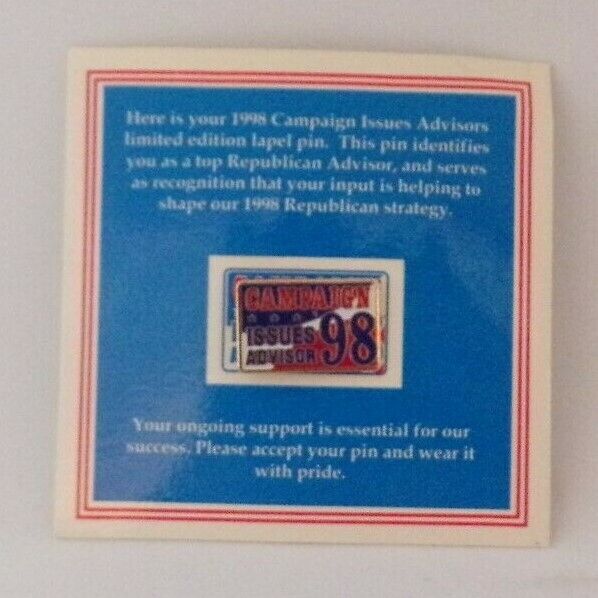 1998 Republican "Campaign Issues Advisor" Lapel Pin