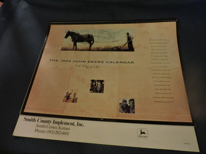 SMITH COUNTY IMPLEMENT, INC  1993 A WAY OF LIFE   JOHN DEERE CALENDAR