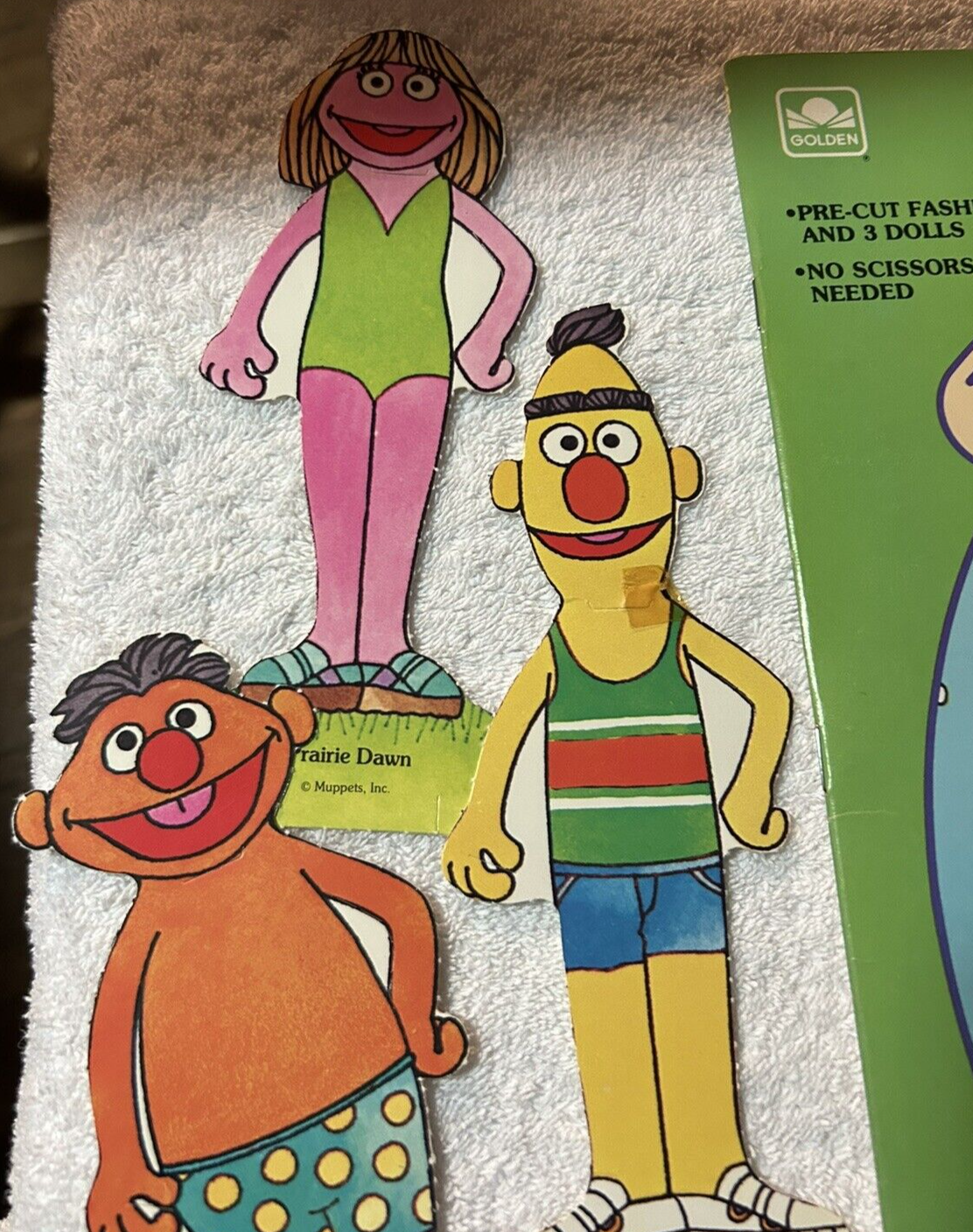 WHITMANS 1984 SESAME STREET BERT, ERNIE, AND PRAIRIE DAWN PAPER DOLLS:  SEASONS
