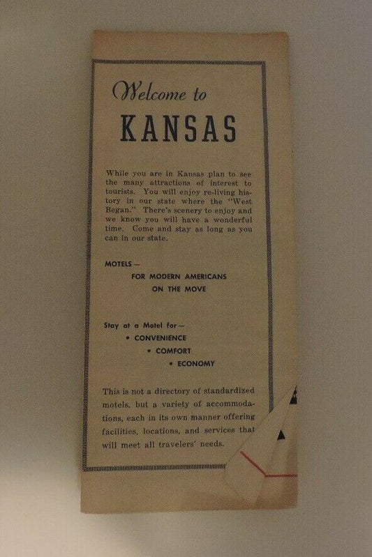 Vintage (60's) Welcome To Kansas Folding Map