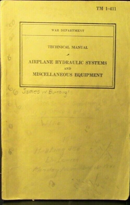 1940 Printing: War Department Technical Manual: Airplane Hydraulic Systems.