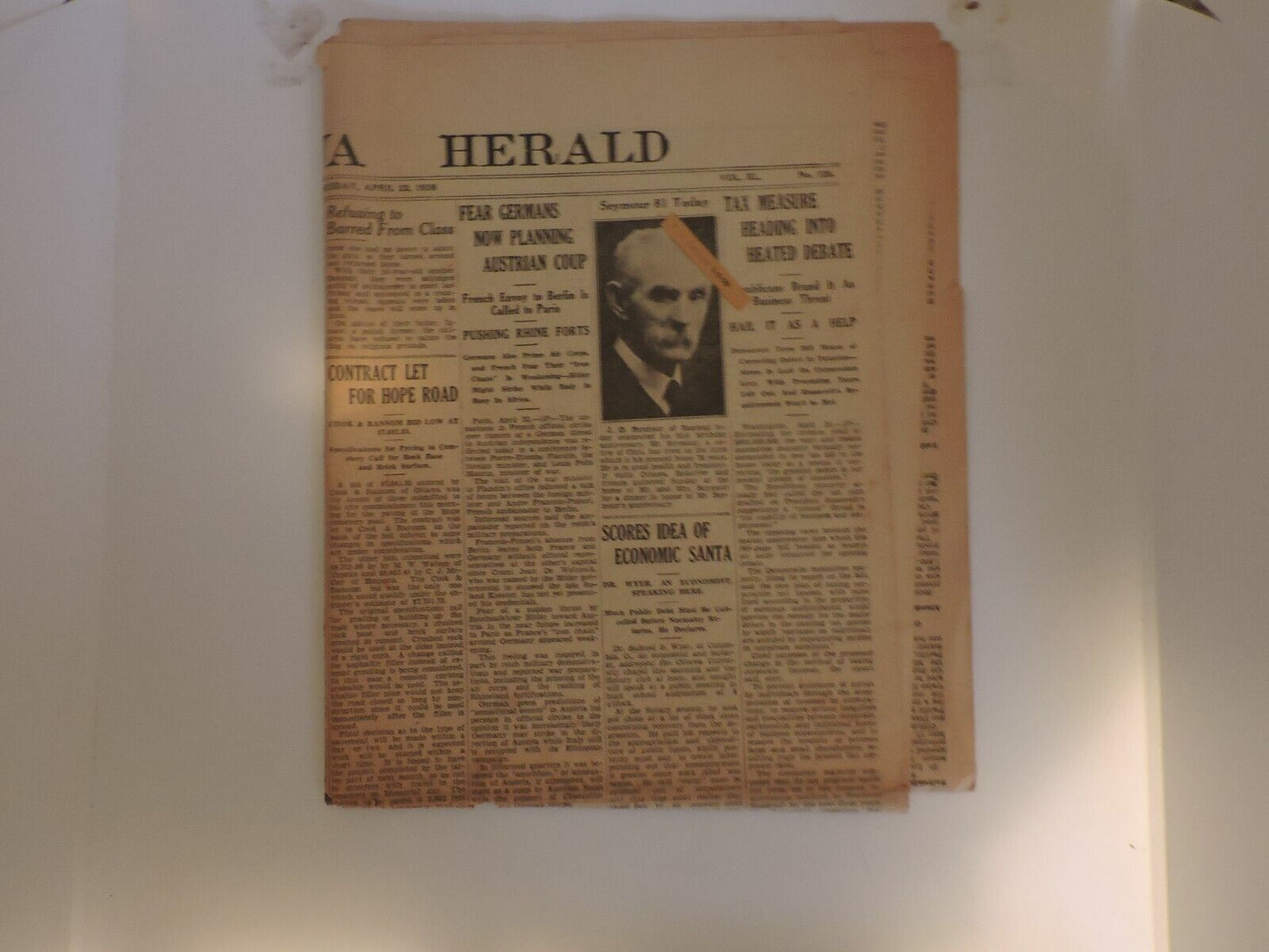 Vintage Ottawa Herald April 22 1936, No.128 (Germans Planning Austrian Coup)