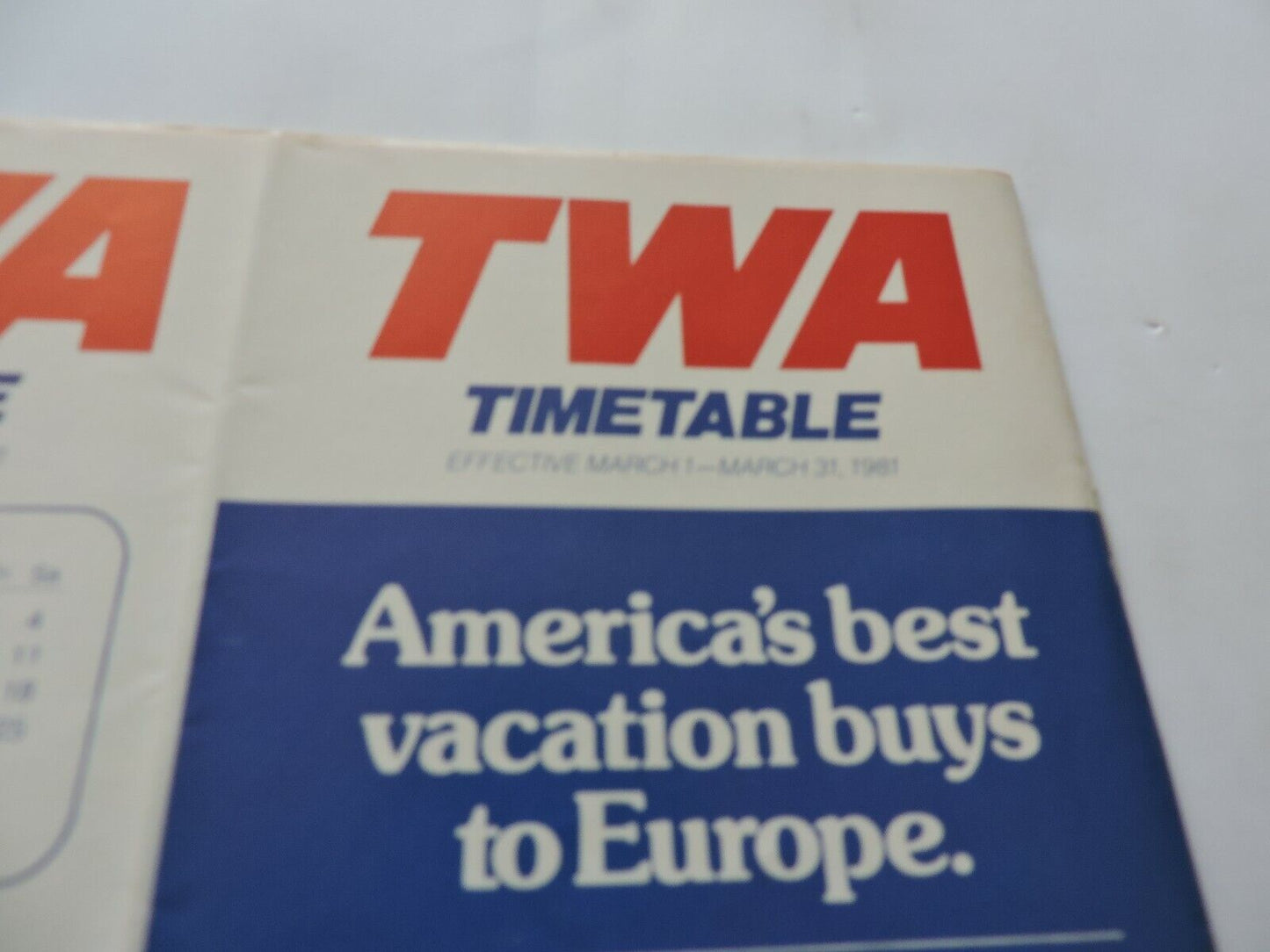 TWA  TIMETABLE MARCH 1-31, 1981