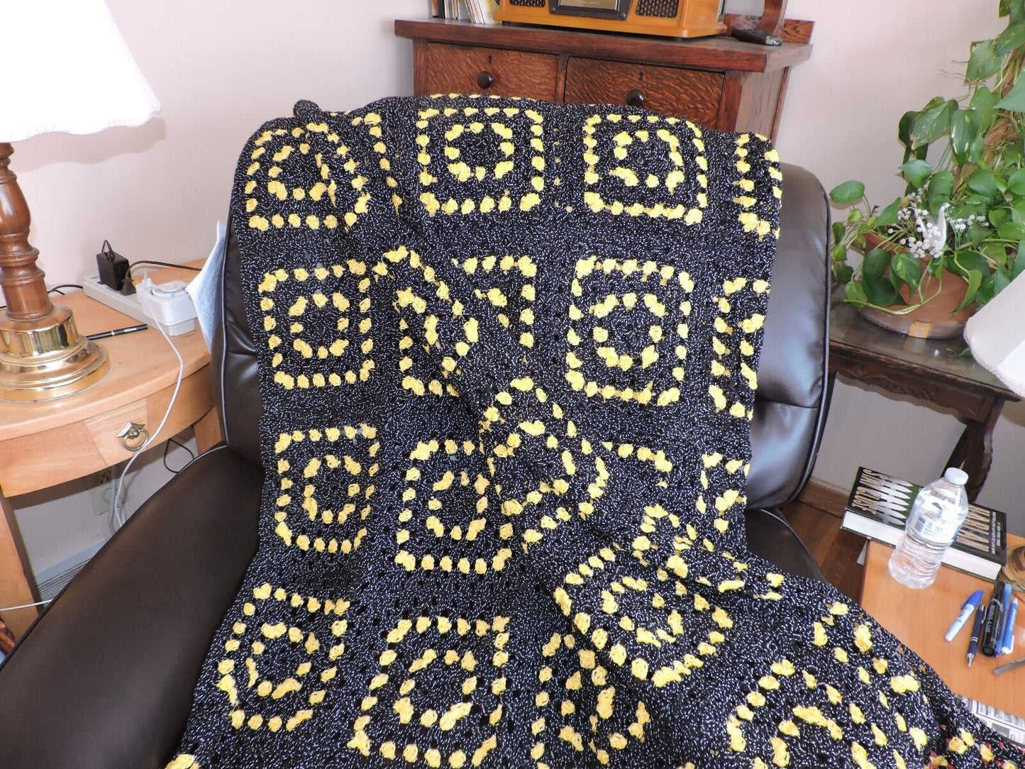 Hand Made Crocheted Coverlet â€œMade With loveâ€. NEW
