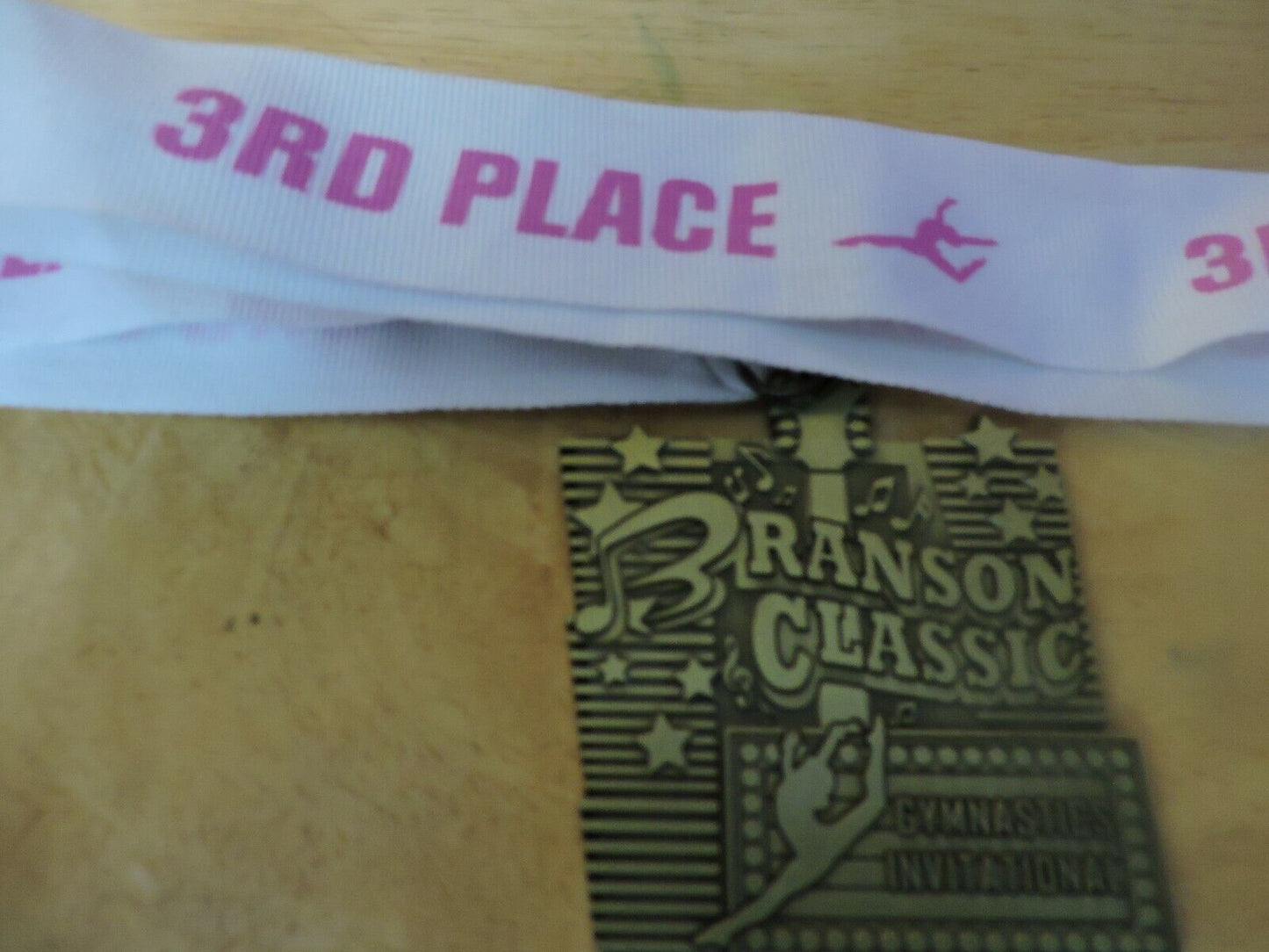 BRANSON CLASSIC GYMNASTICS INVITATIONAL 3X2.5 INCH MEDAL WHITE 3RD PLACE RIBBON
