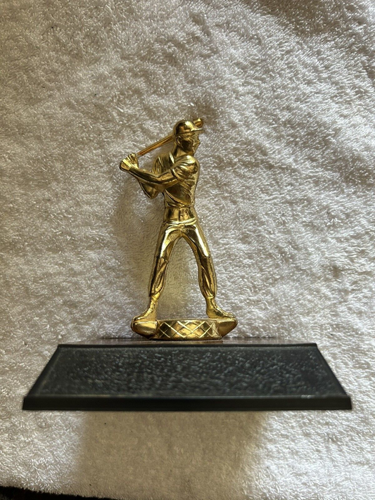 TROPHY: BATTER --METAL--WOOD BASE-- 5.5X 4X4 INCHES