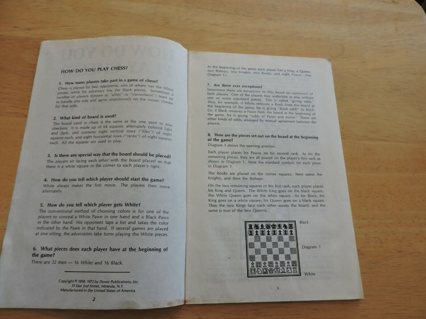 HOW DO YOU PLAY CHESS? BOOKLET BY FRED REINFELD 1972
