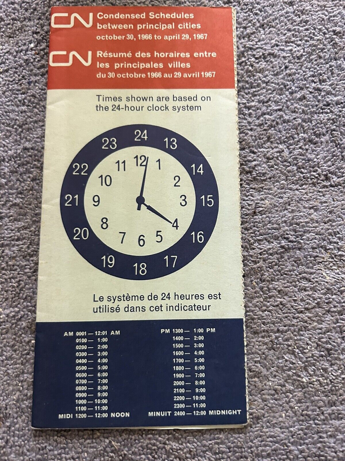 CN CONDENSED SCHEDULES OCTOBER 30, 1966-APRIL 29, 1967