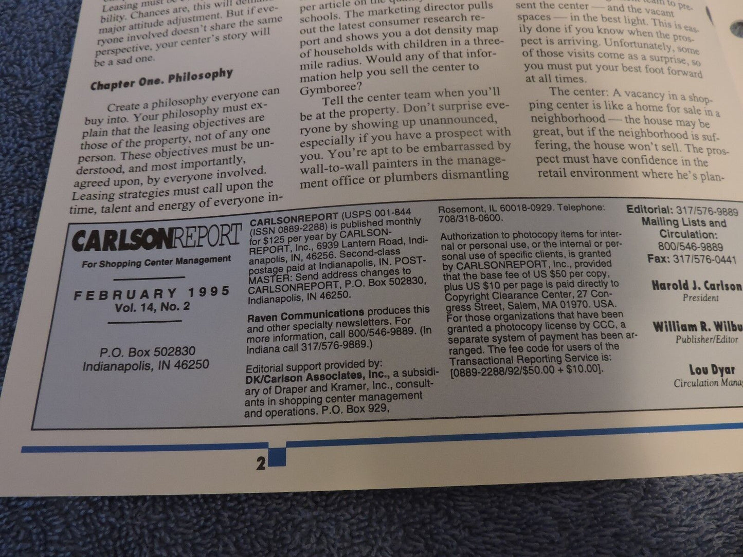The Carlson Report (Feb. 1995): Security Options for Open Centers (Signed)